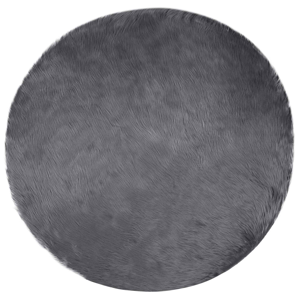 Vidaxl nep schapenvacht tapijt tafalla antraciet ø 100 cm polyester