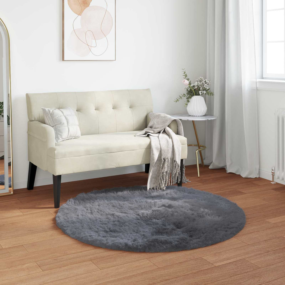 Vidaxl nep schapenvacht tapijt tafalla antraciet ø 120 cm polyester