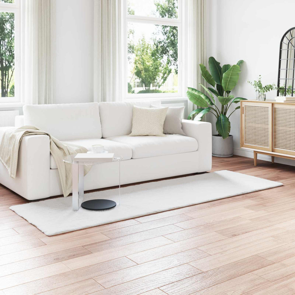 Vidaxl nep konijnenbont tapijt olite wit 80 x 250 cm polyester