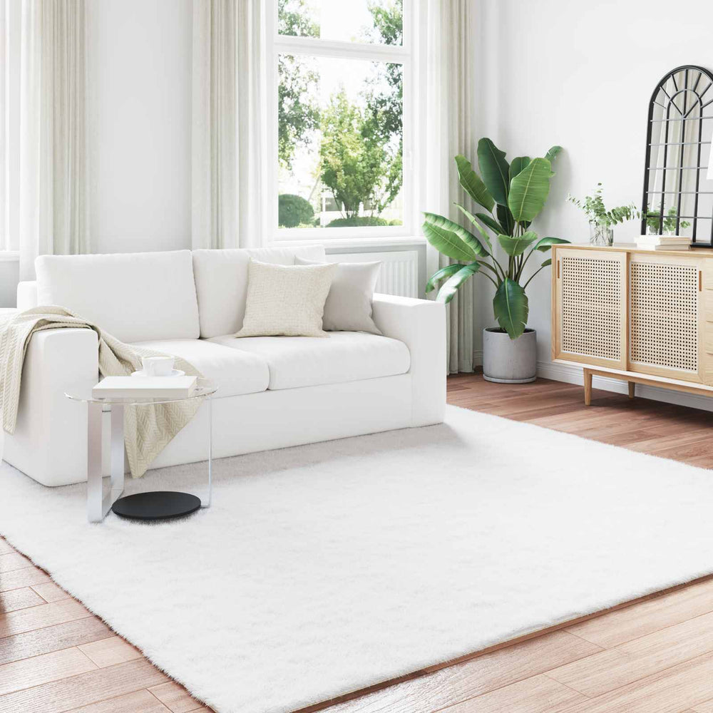 Vidaxl nep konijnenbont tapijt olite wit 200 x 200 cm polyester