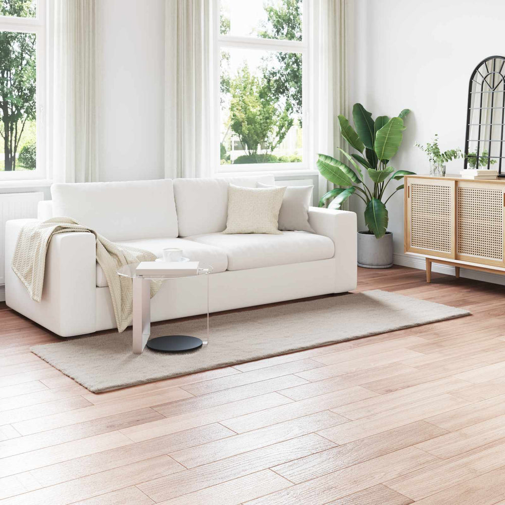 Vidaxl nep konijnenbont tapijt olite beige 80 x 250 cm polyester