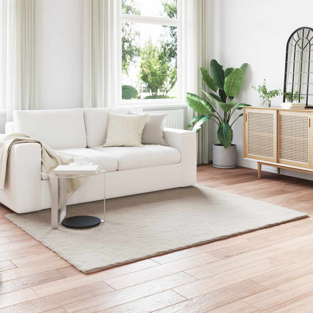 Vidaxl nep konijnenbont tapijt olite beige 140 x 200 cm polyester
