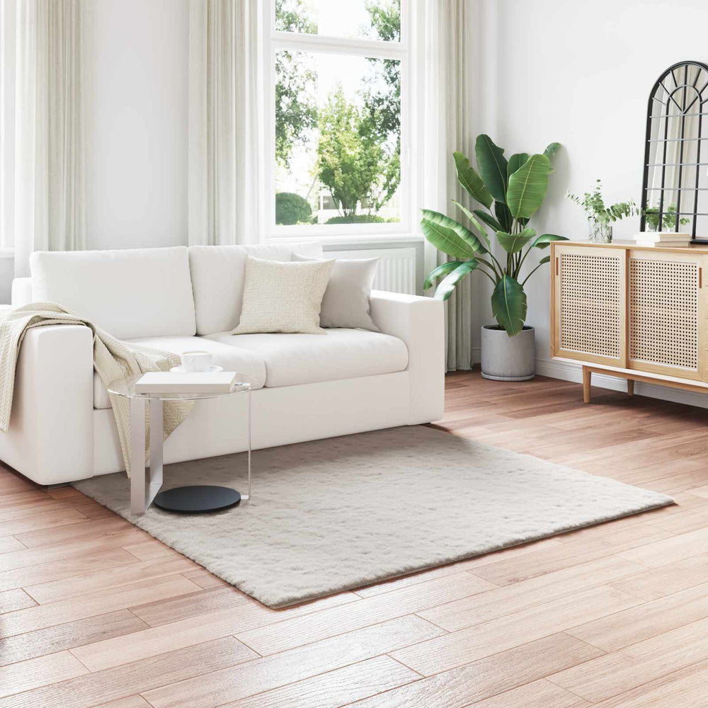 Vidaxl nep konijnenbont tapijt olite beige 120 x 120 cm polyester