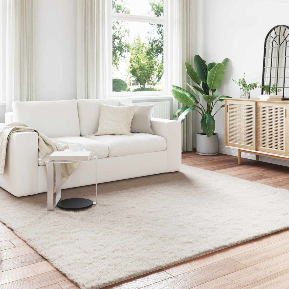 Vidaxl nep konijnenbont tapijt olite beige 240 x 240 cm polyester