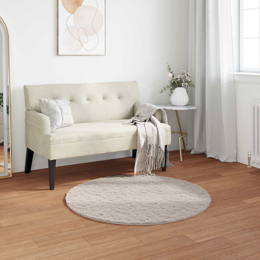 Vidaxl nep konijnenbont tapijt olite beige ø 120 cm polyester