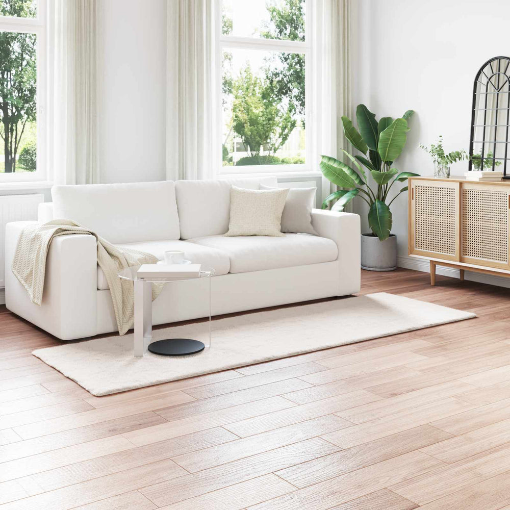 Vidaxl nep konijnenbont tapijt olite crème 80 x 250 cm polyester