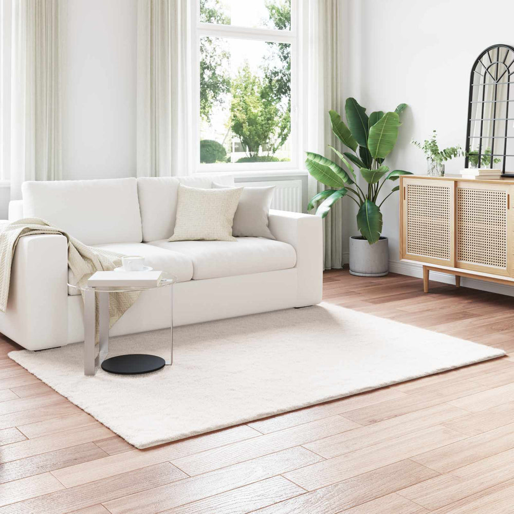 Vidaxl nep konijnenbont tapijt olite crème 160 x 230 cm polyester