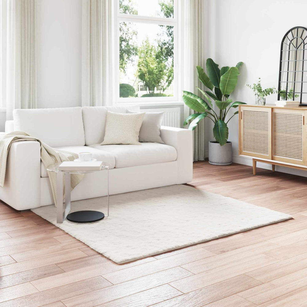 Vidaxl nep konijnenbont tapijt olite crème 120 x 120 cm polyester