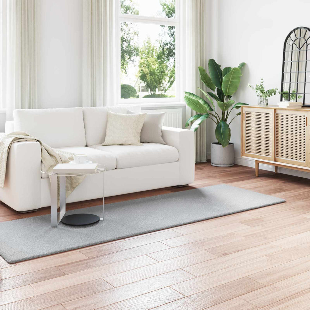 Vidaxl nep konijnenbont tapijt olite grijs 80 x 250 cm polyester