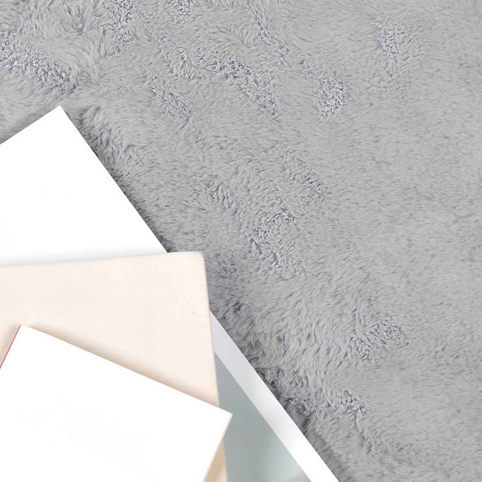 Vidaxl nep konijnenbont tapijt olite grijs 80 x 250 cm polyester