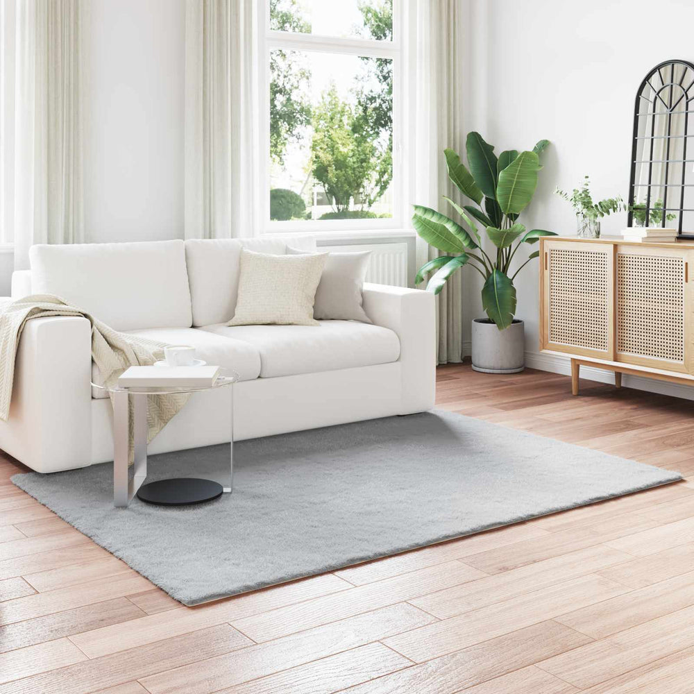 Vidaxl nep konijnenbont tapijt olite grijs 140 x 200 cm polyester