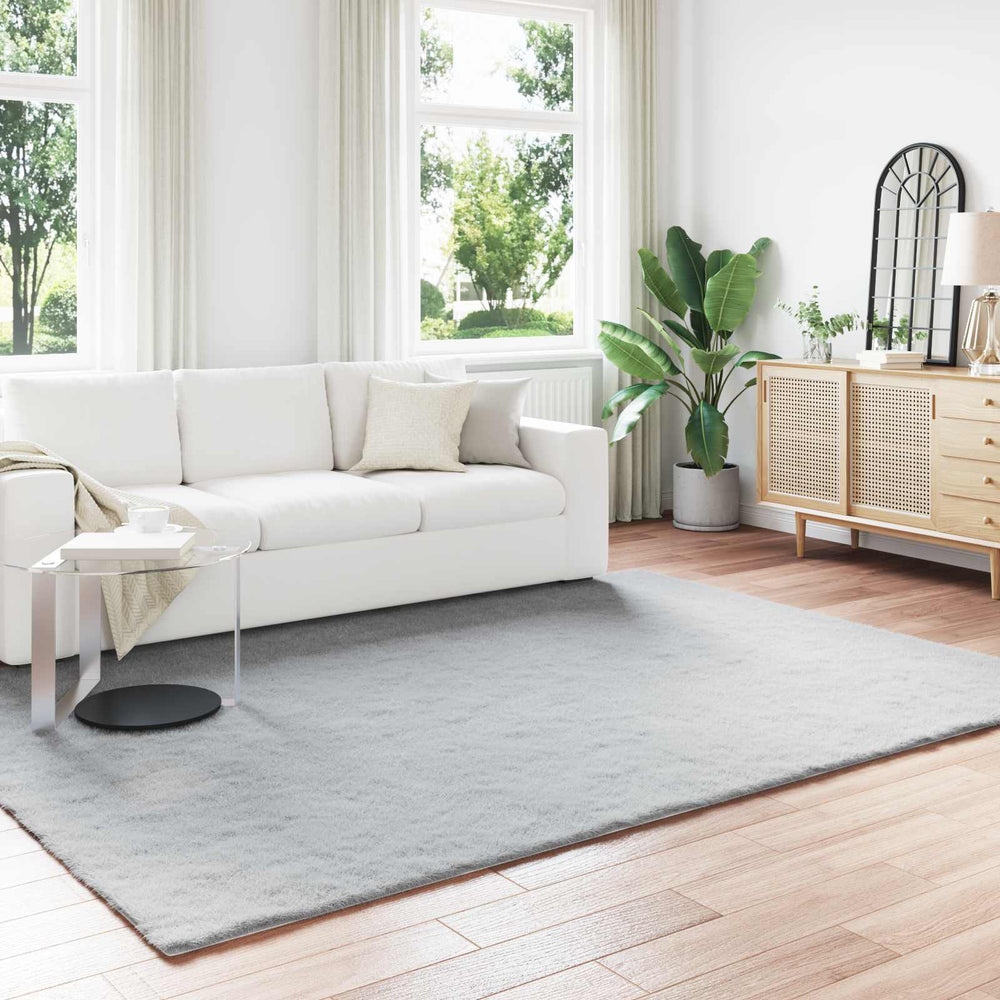 Vidaxl nep konijnenbont tapijt olite grijs 240 x 340 cm polyester