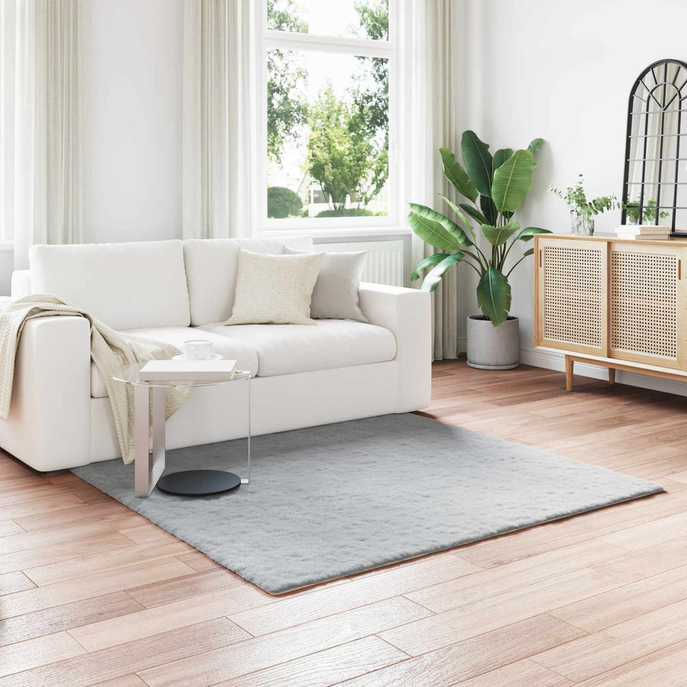 Vidaxl nep konijnenbont tapijt olite grijs 160 x 160 cm polyester