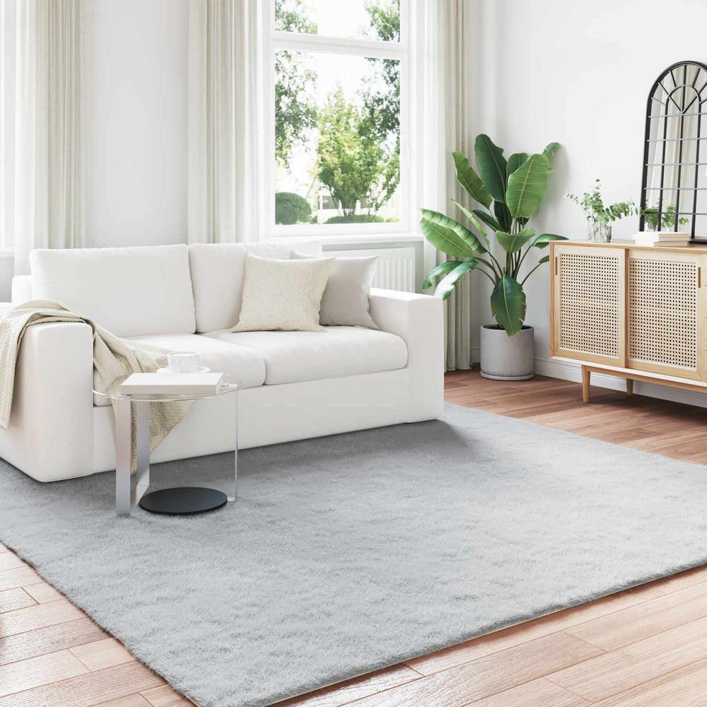 Vidaxl nep konijnenbont tapijt olite grijs 240 x 240 cm polyester