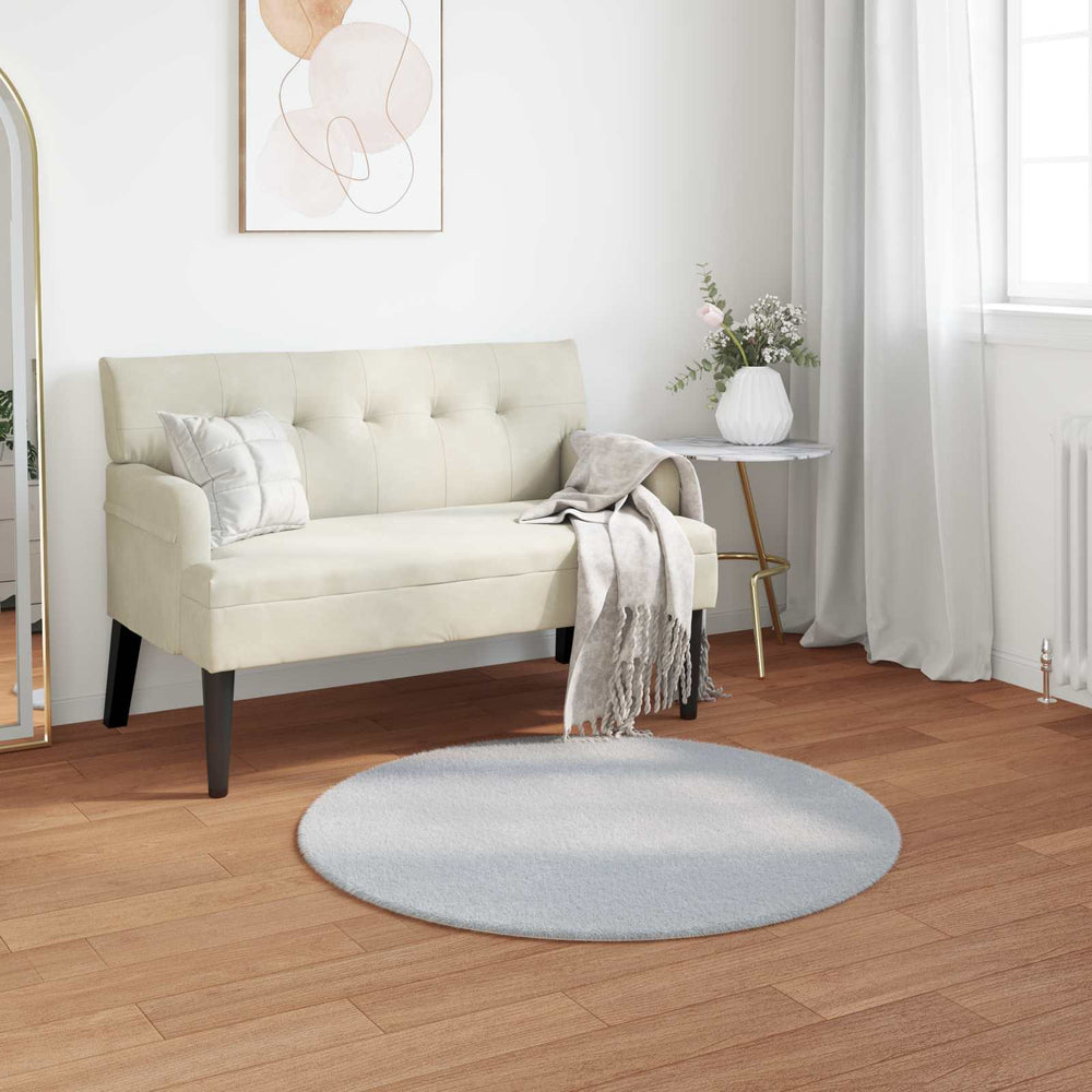 Vidaxl nep konijnenbont tapijt olite grijs ø 120 cm polyester