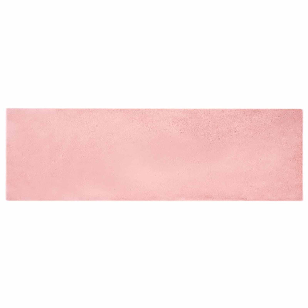 Vidaxl nep konijnenbont tapijt olite roze 80 x 250 cm polyester