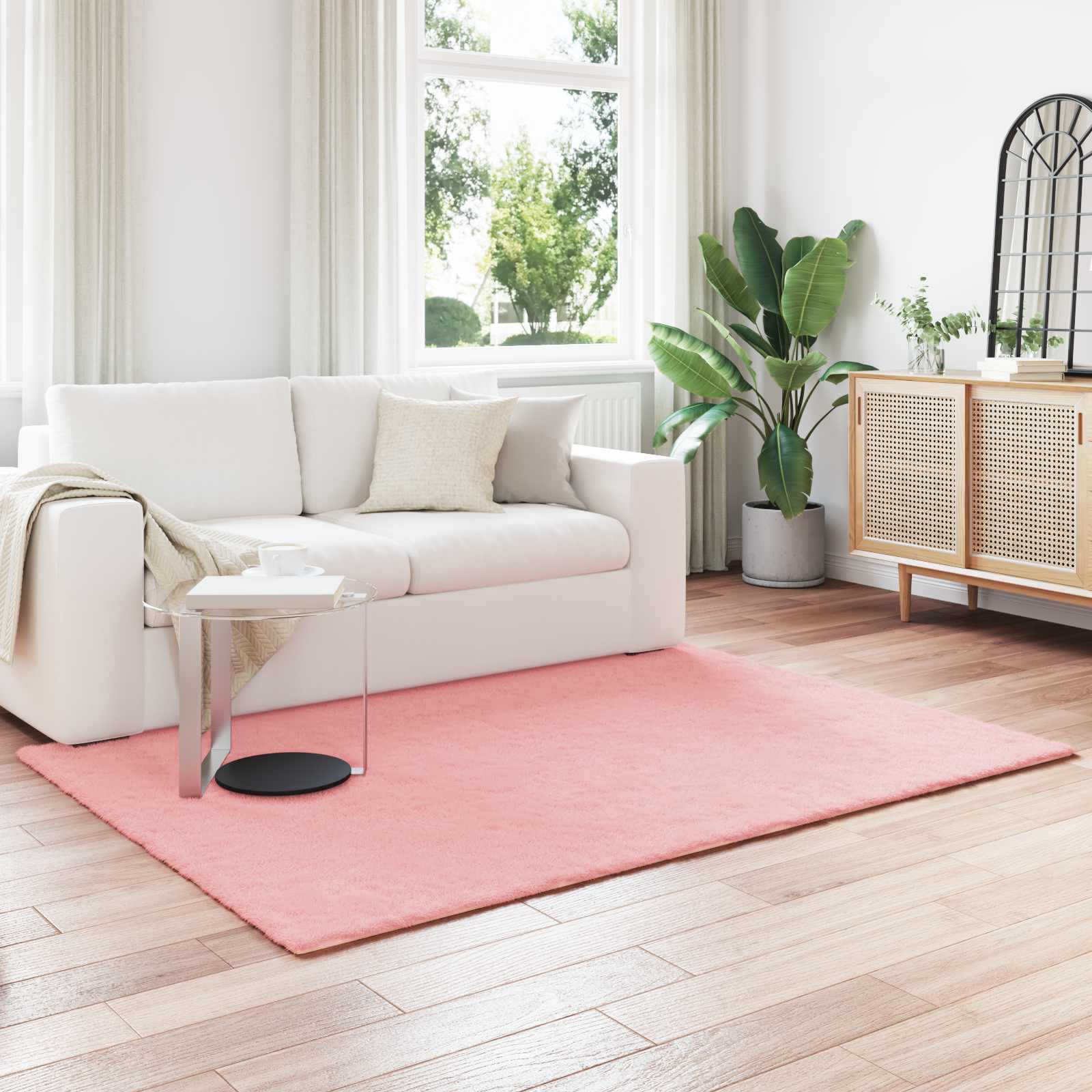 Vidaxl nep konijnenbont tapijt olite roze 160 x 230 cm polyester