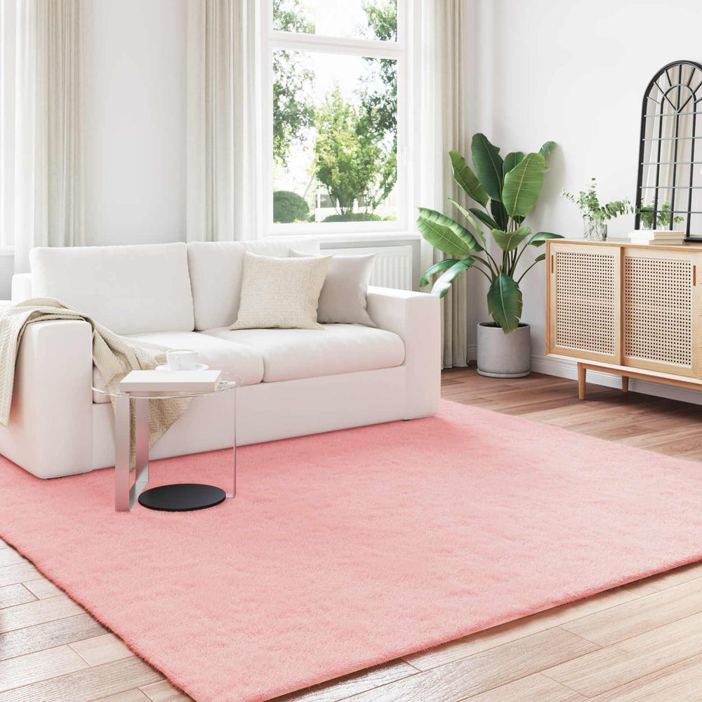 Vidaxl nep konijnenbont tapijt olite roze 200 x 200 cm polyester