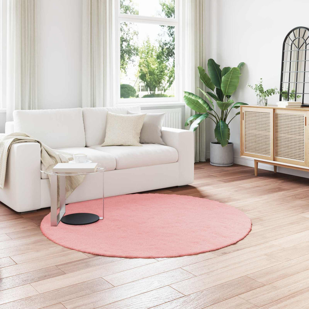Vidaxl nep konijnenbont tapijt olite roze ø 200 cm polyester