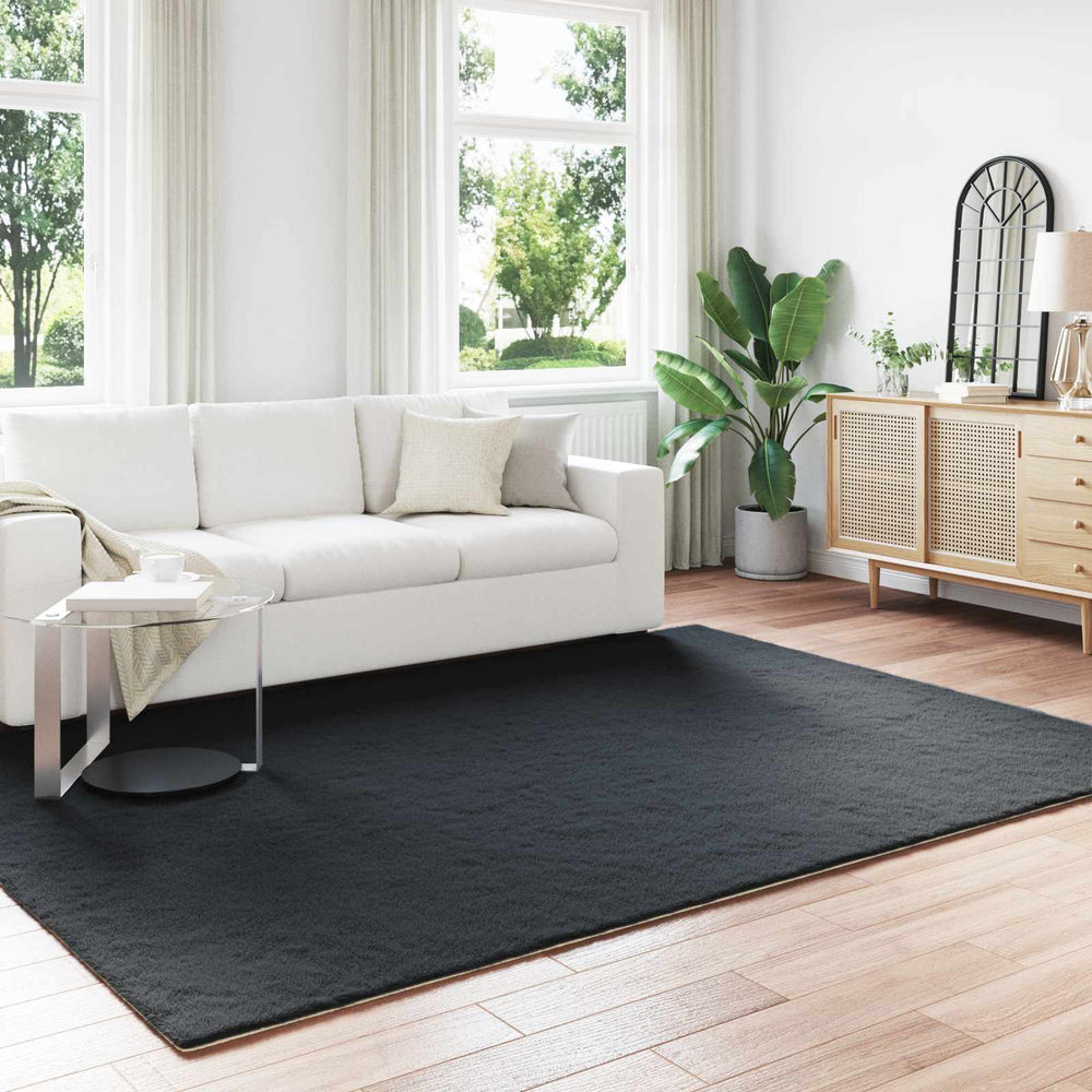 Vidaxl nep konijnenbont tapijt olite zwart 240 x 340 cm polyester