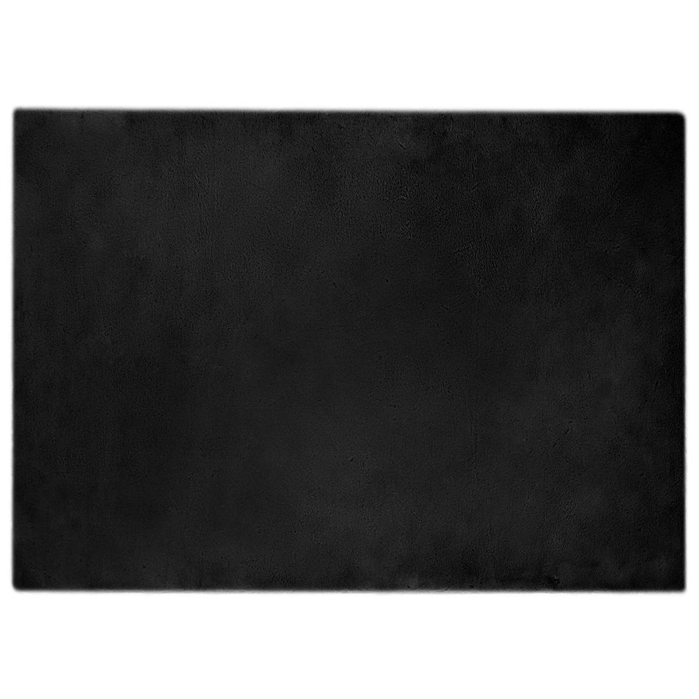 Vidaxl nep konijnenbont tapijt olite zwart 240 x 340 cm polyester