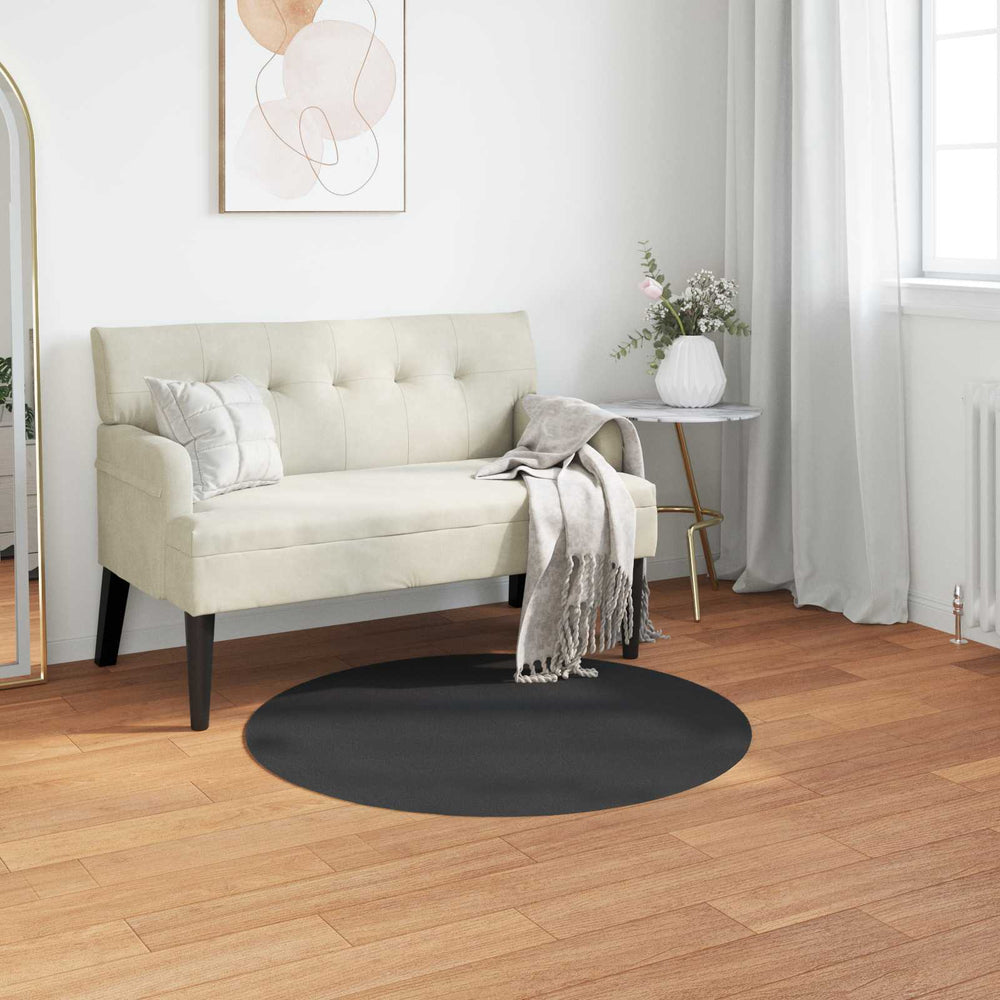 Vidaxl nep konijnenbont tapijt olite zwart ø 80 cm polyester