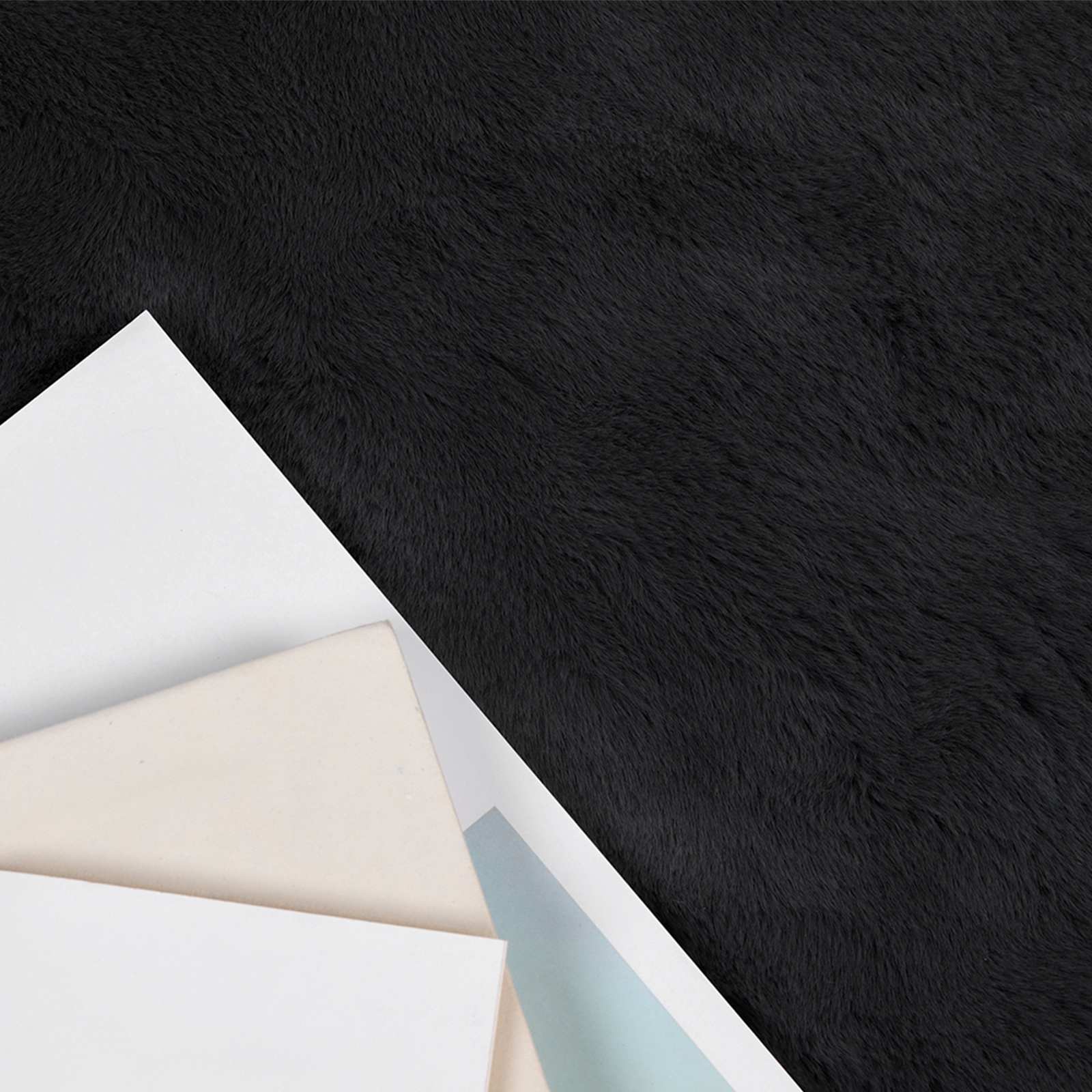 Vidaxl nep konijnenbont tapijt olite zwart ø 200 cm polyester