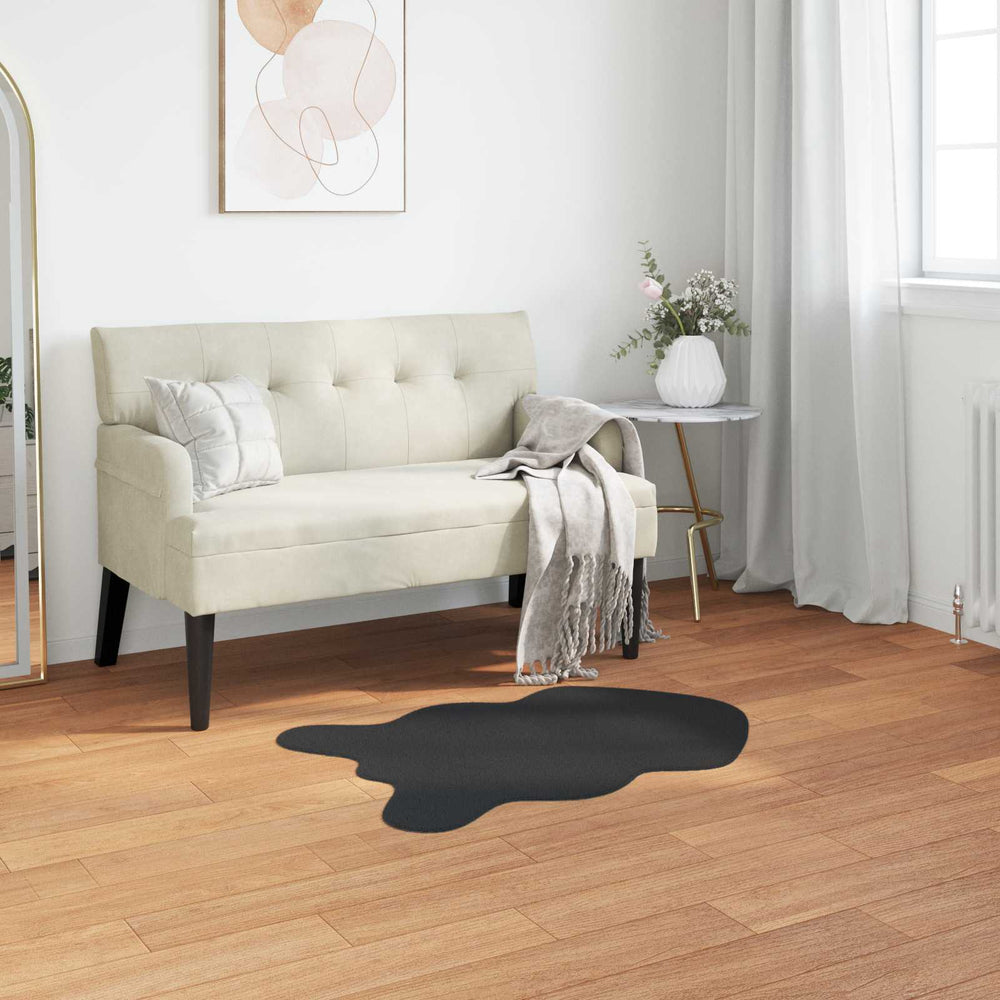 Vidaxl nep konijnenbont tapijt olite zwart 50 x 80 cm polyester