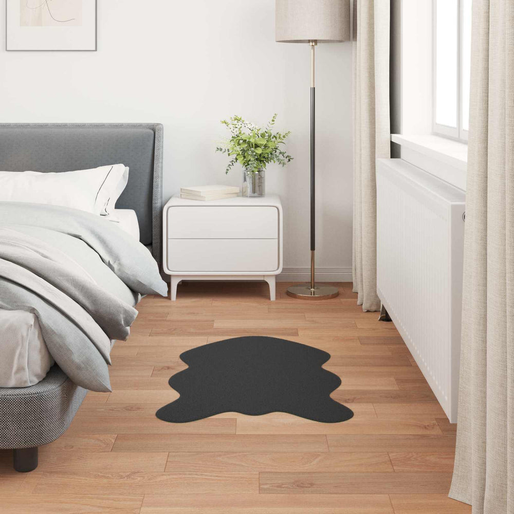 Vidaxl nep konijnenbont tapijt olite zwart 60 x 90 cm polyester