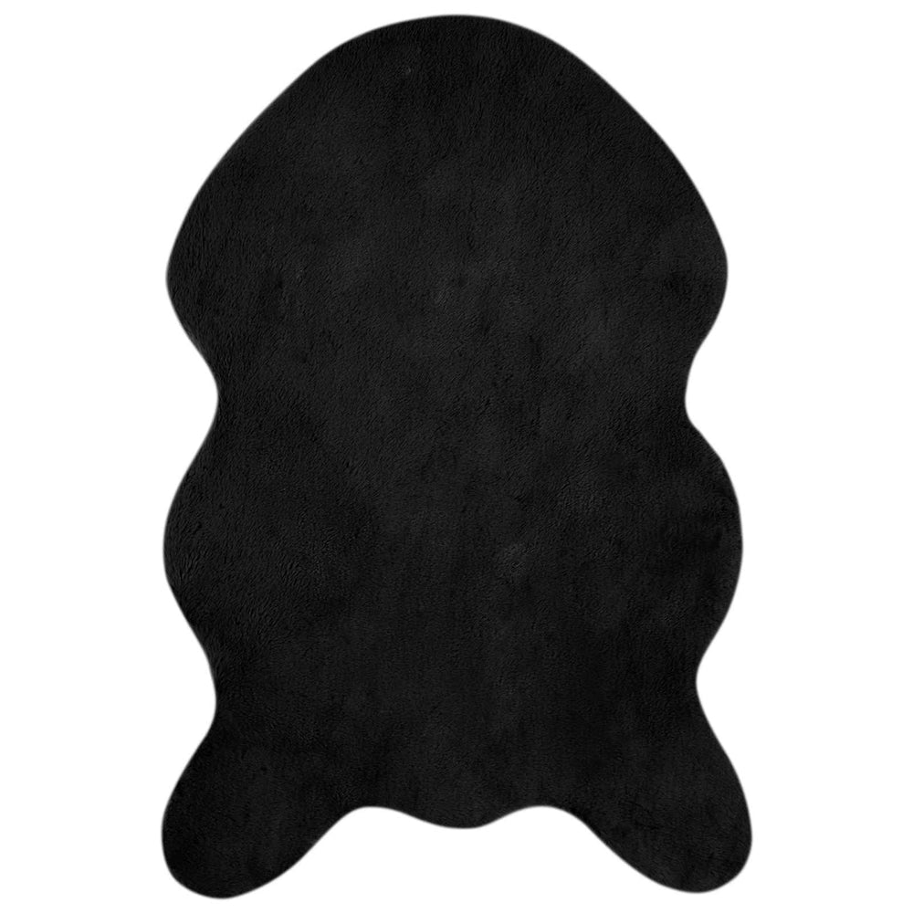 Vidaxl nep konijnenbont tapijt olite zwart 60 x 90 cm polyester