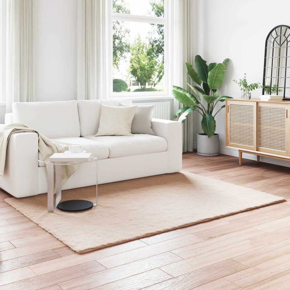 Vidaxl nep konijnenbont tapijt olite taupe 140 x 200 cm polyester