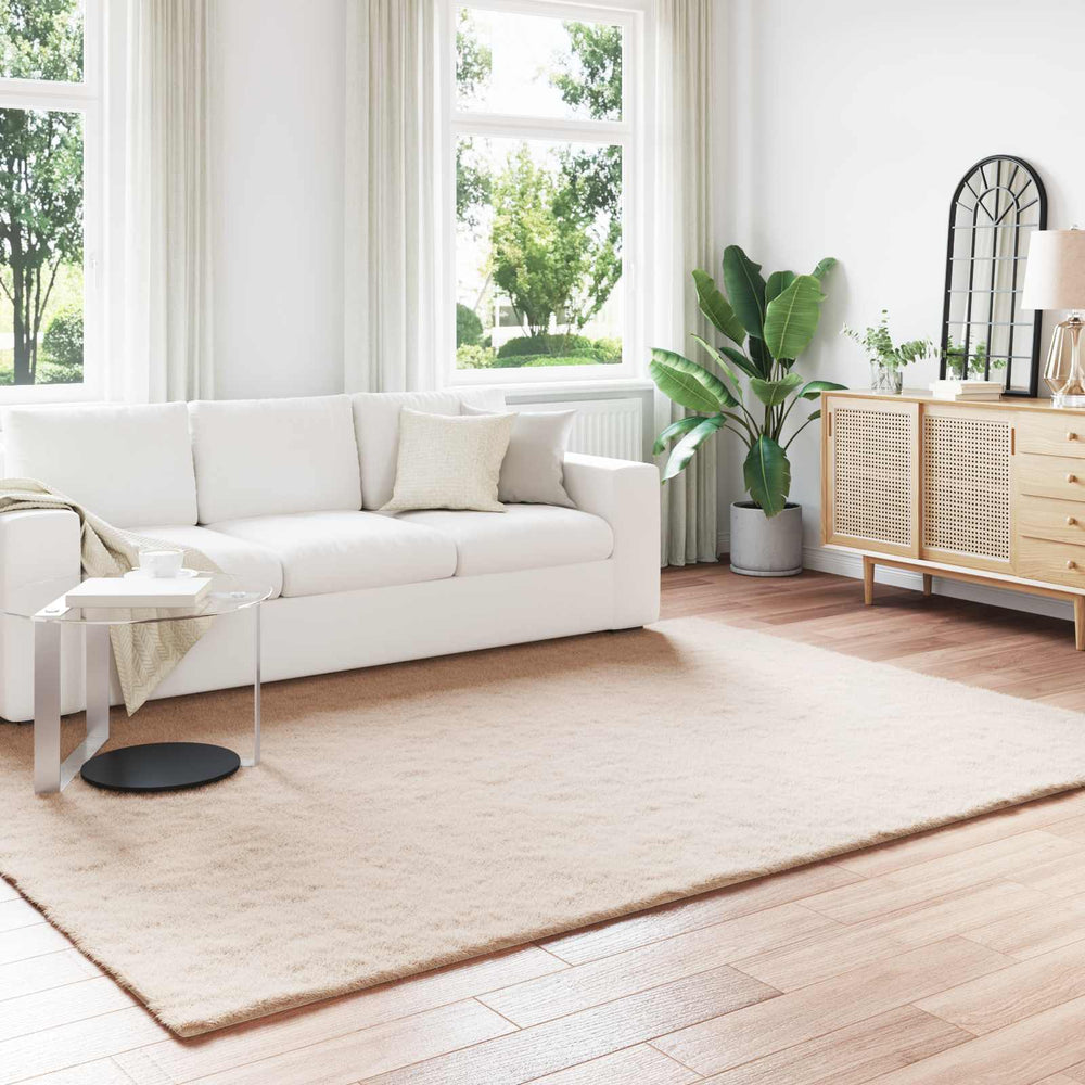 Vidaxl nep konijnenbont tapijt olite taupe 200 x 280 cm polyester