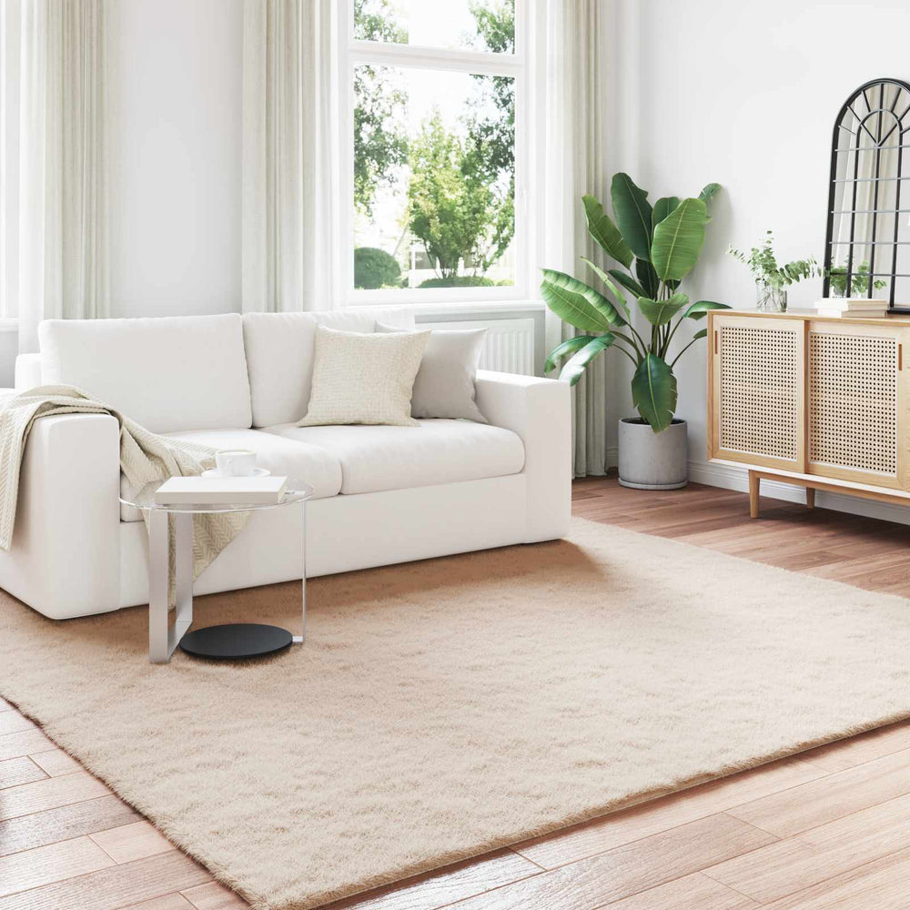 Vidaxl nep konijnenbont tapijt olite taupe 240 x 240 cm polyester