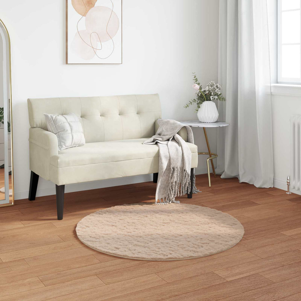 Vidaxl nep konijnenbont tapijt olite taupe ø 100 cm polyester
