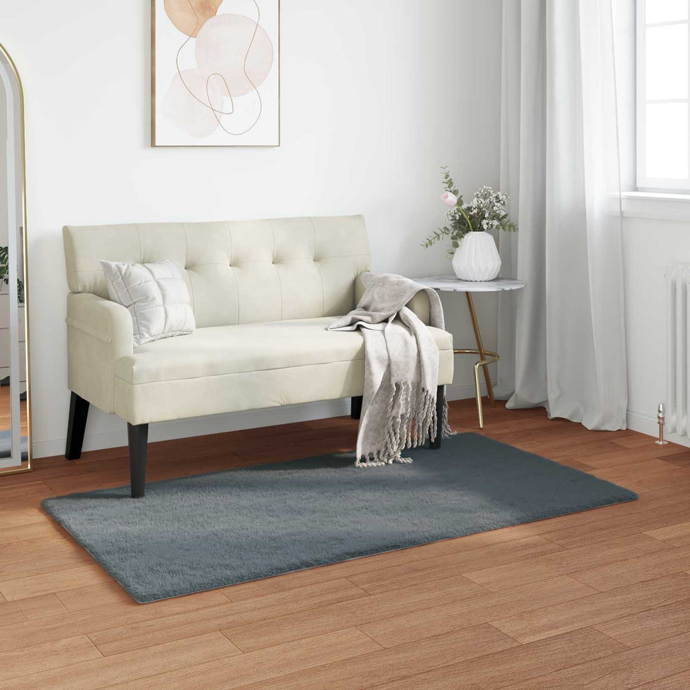 Vidaxl nep konijnenbont tapijt olite antraciet 80 x 150 cm polyester