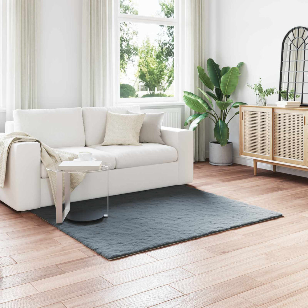 Vidaxl nep konijnenbont tapijt olite antraciet 120 x 120 cm polyester