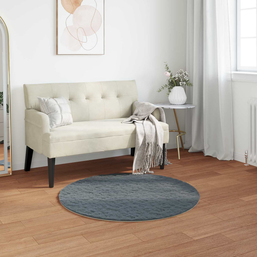Vidaxl nep konijnenbont tapijt olite antraciet ø 120 cm polyester