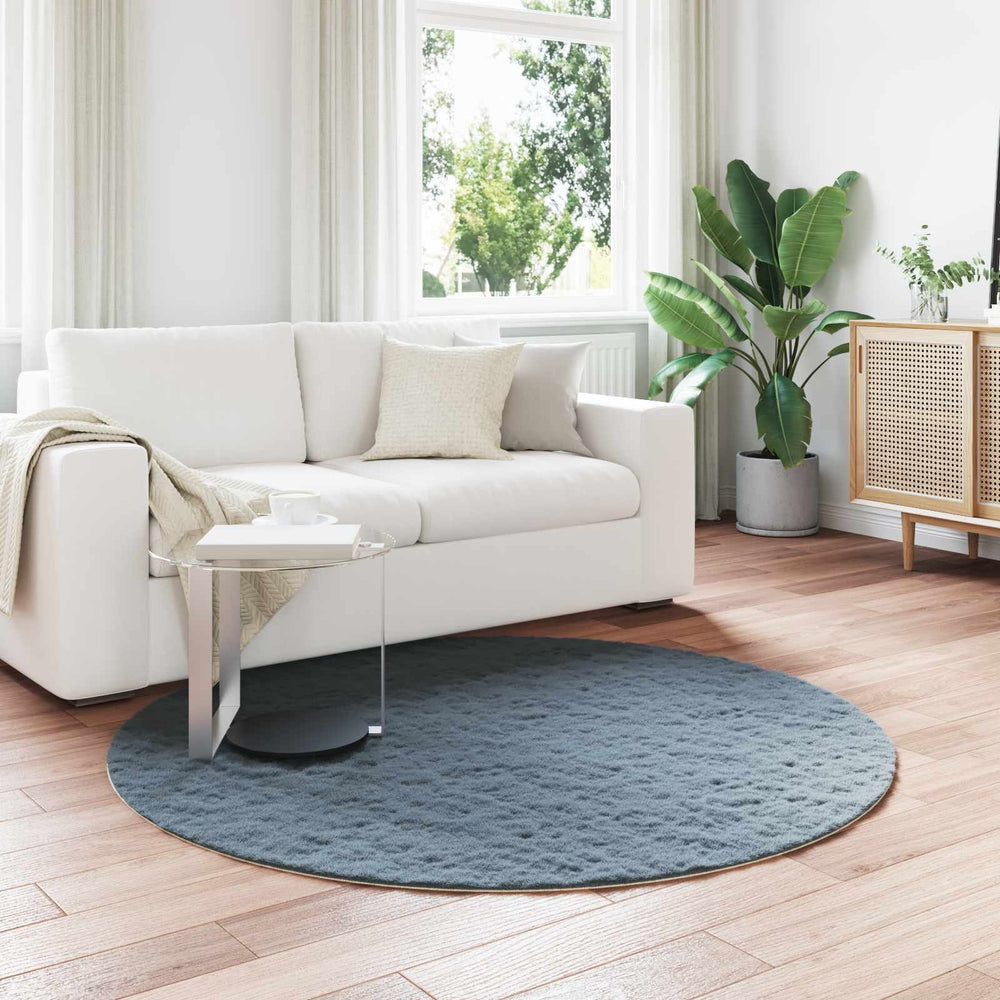 Vidaxl nep konijnenbont tapijt olite antraciet ø 200 cm polyester