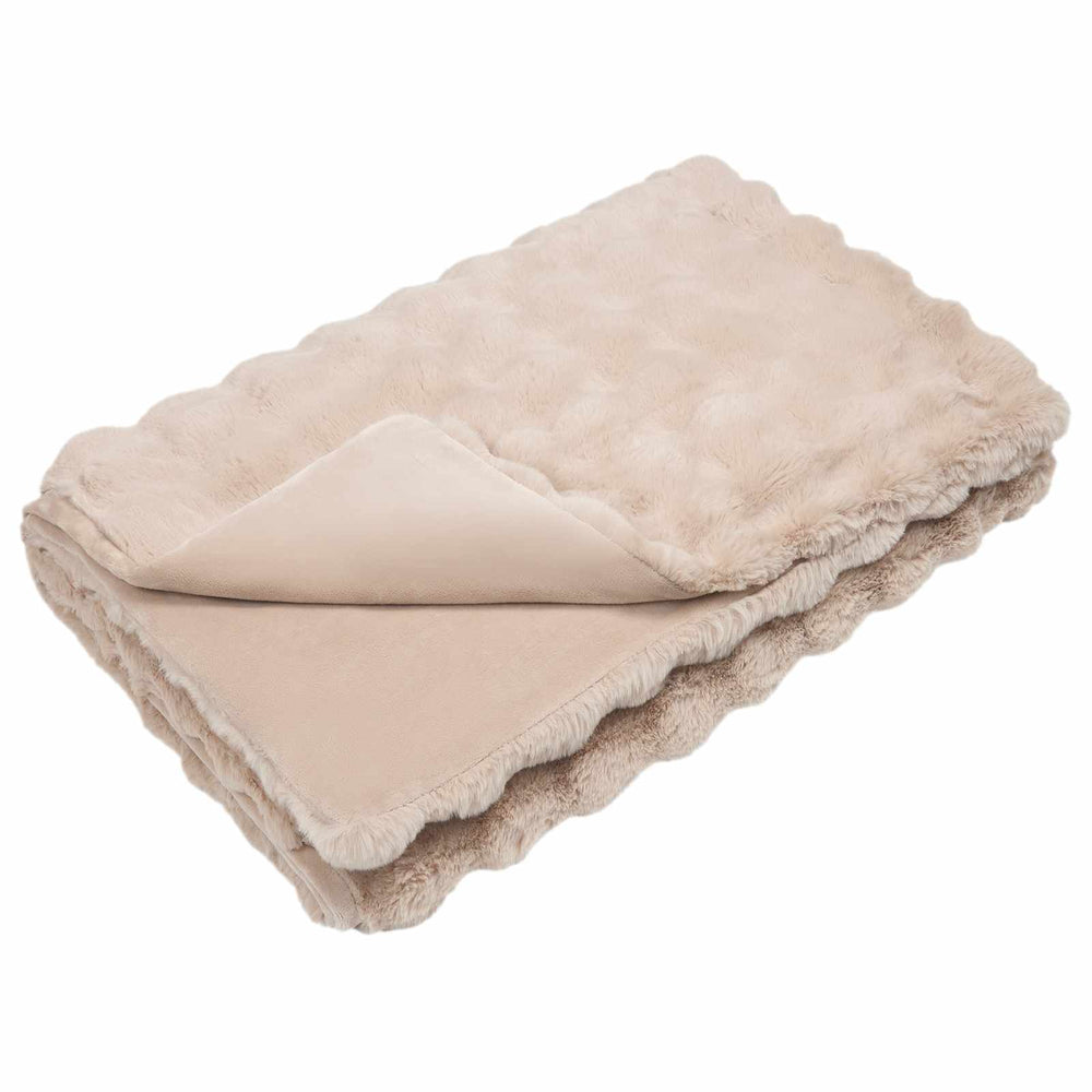 Vidaxl neppels konijnenbont deken olite beige 240 x 270 cm polyester