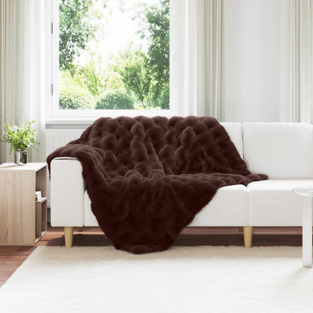 Vidaxl neppels konijnenbont deken olite kameel 130 x 150 cm polyester
