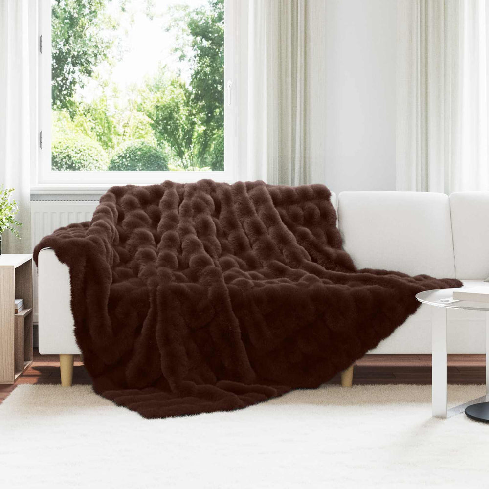 Vidaxl neppels konijnenbont deken olite kameel 240 x 270 cm polyester