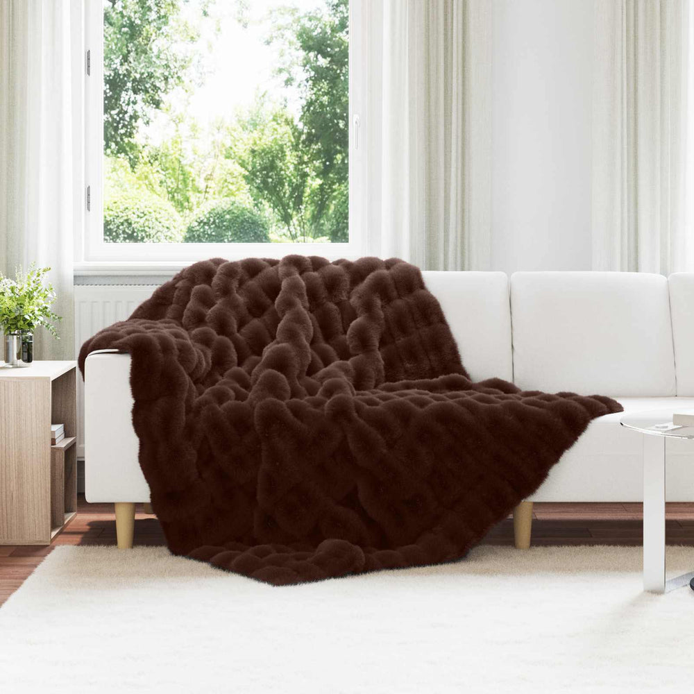 Vidaxl neppels konijnenbont deken olite 4 pcs kameel 150 x 220 cm