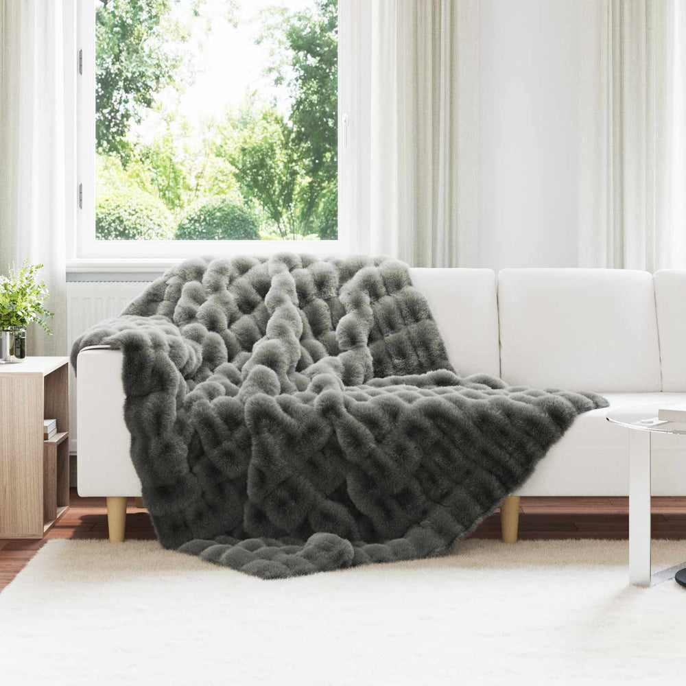 Vidaxl neppels konijnenbont deken olite 4 pcs donkergrijs 150 x 220 cm