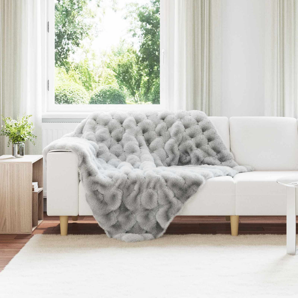 Vidaxl neppels konijnenbont deken olite 4 pcs grijs 130 x 150 cm
