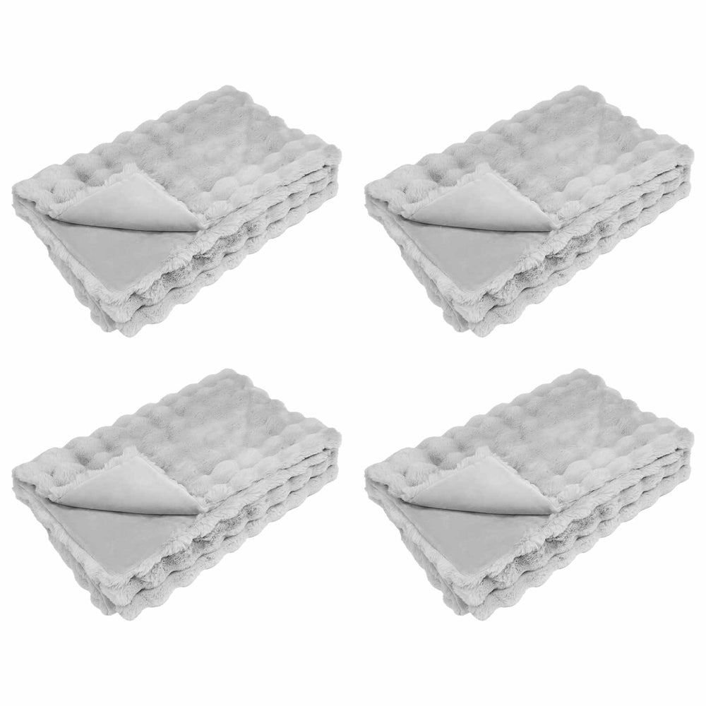 Vidaxl neppels konijnenbont deken olite 4 pcs grijs 130 x 150 cm