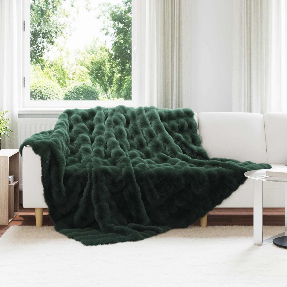 Vidaxl neppels konijnenbont deken olite donkergroen 240 x 270 cm