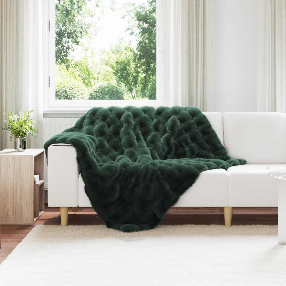 Vidaxl neppels konijnenbont deken olite 4 pcs donkergroen 130 x 150 cm