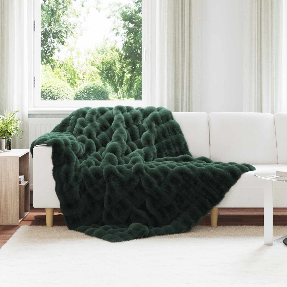 Vidaxl neppels konijnenbont deken olite 4 pcs donkergroen 150 x 220 cm