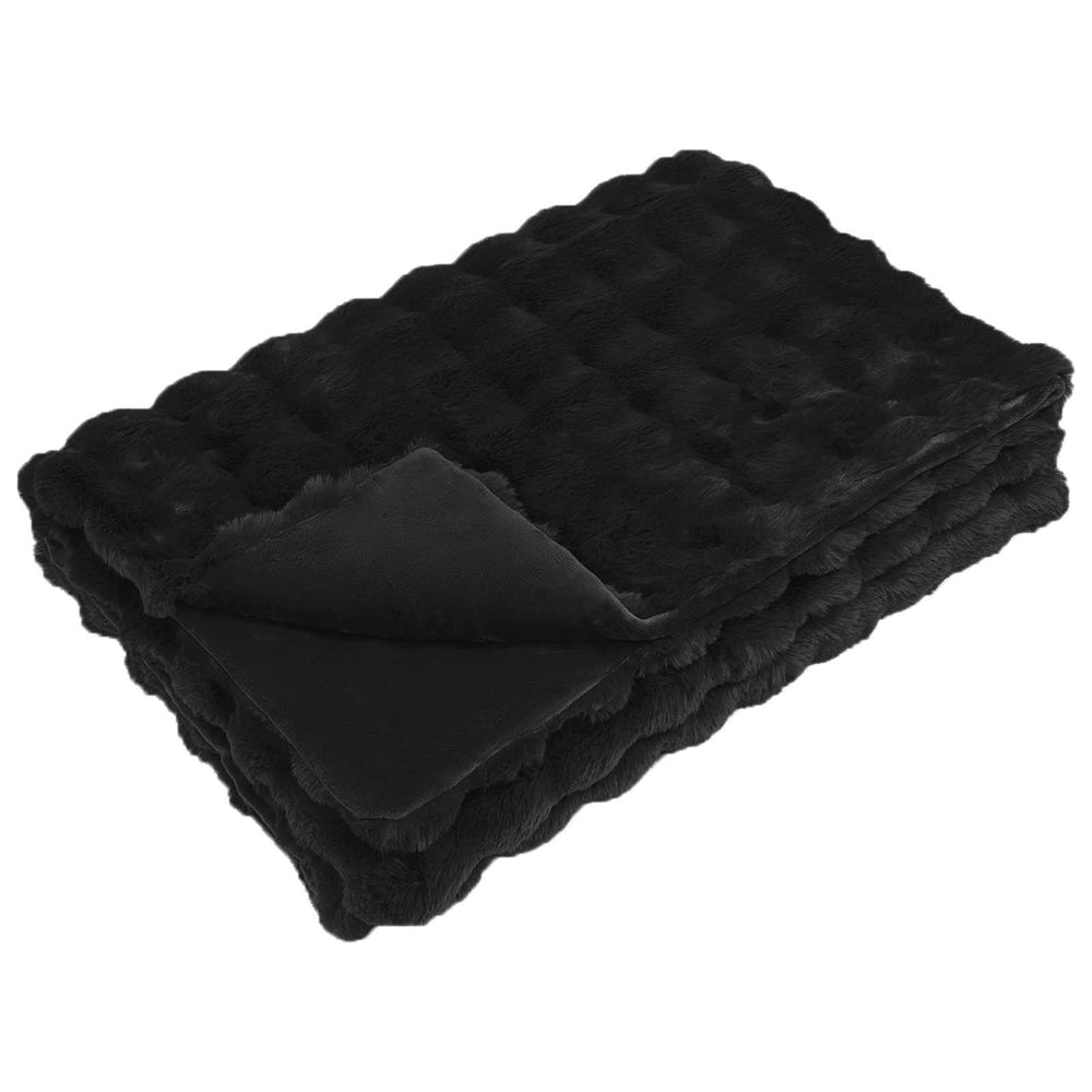 Vidaxl neppels konijnenbont deken olite zwart 240 x 270 cm polyester