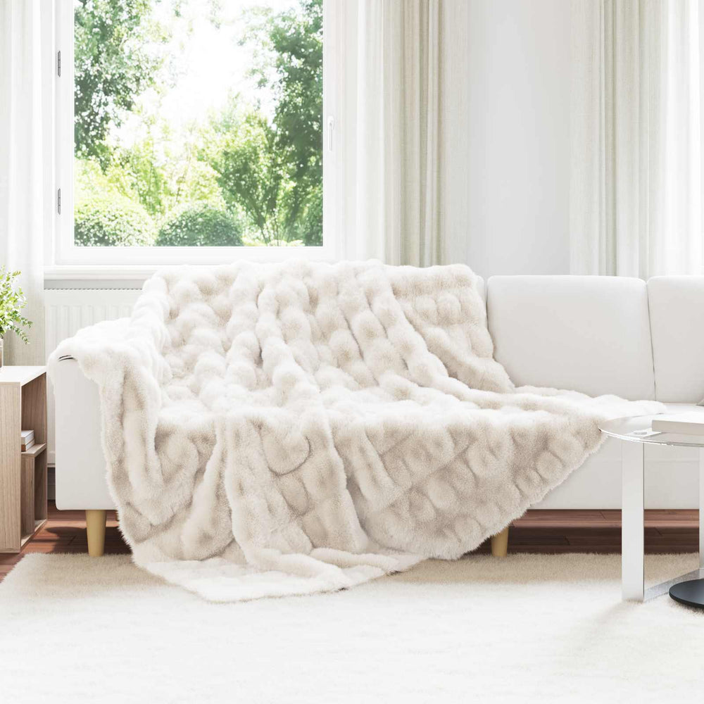 Vidaxl neppels konijnenbont deken olite wit 220 x 240 cm polyester